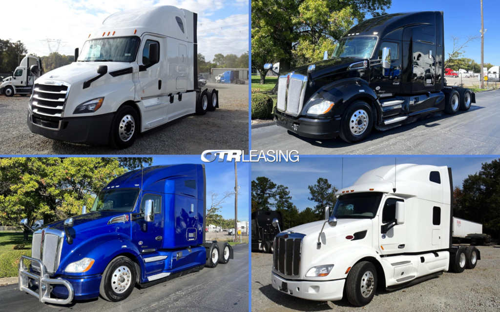 kenworth, peterbilt, and freightliner semi trucks